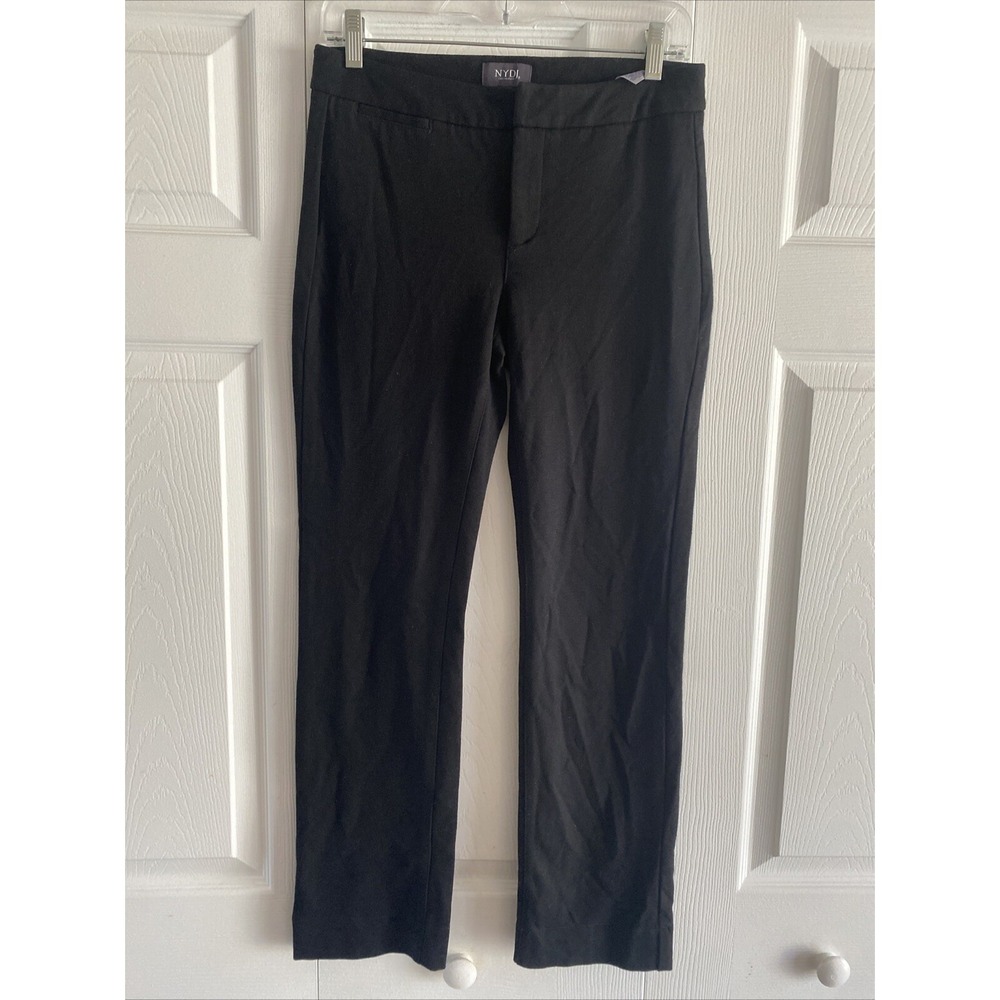 NYDJ Lift Tuck Slim‎ Straight Pants Womens Size 4P Black Ponte Career Workwear